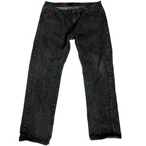 Y2K Rocawear Black Jeans Men W38 Hip Hop Thrashed Premium Quality Cotton Blend